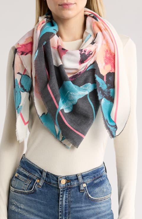 Rosette Colorblock Square Scarf