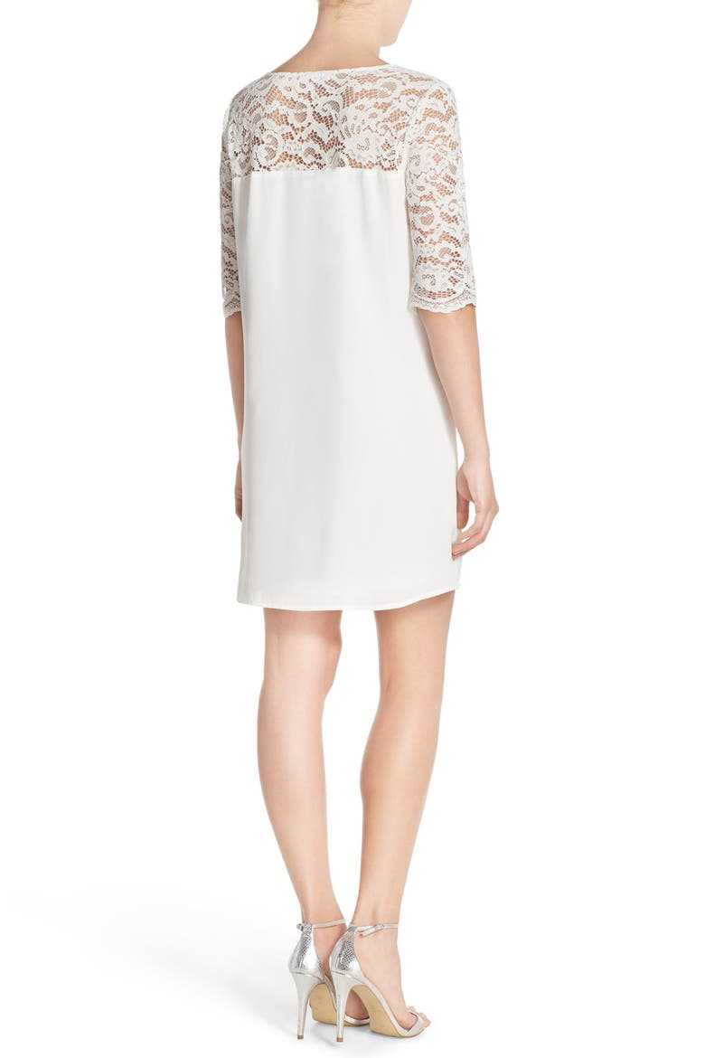 BB Dakota 'Fisher' Lace Yoke Woven Shift Dress, Alternate, color, IVORY