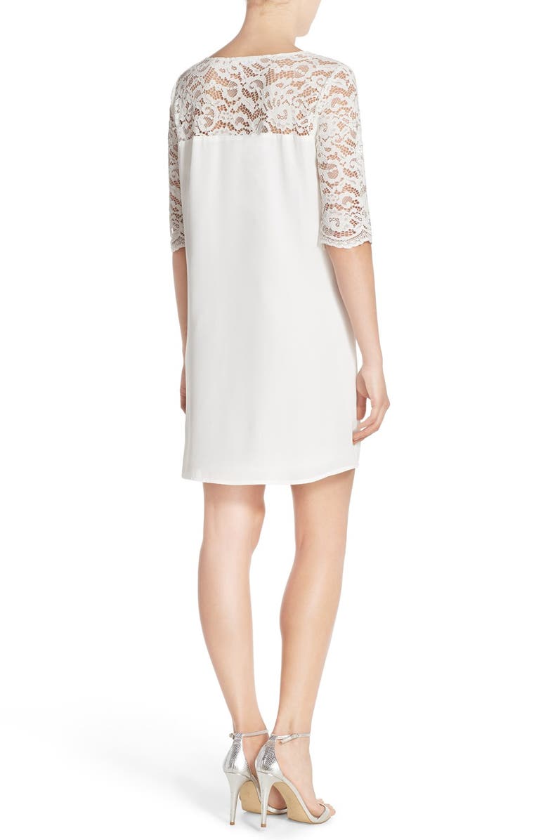 BB Dakota by Steve Madden BB Dakota 'Fisher' Lace Yoke Woven Shift Dress, Alternate, color, 