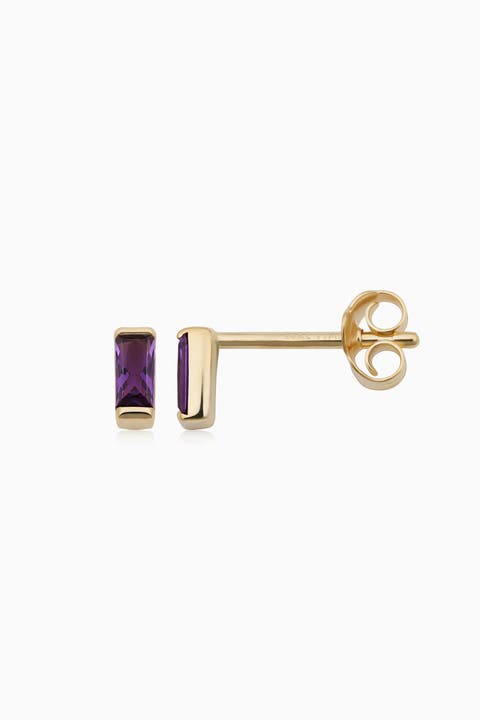 14K Gold Fresco Baguette Micro Studs Earrings