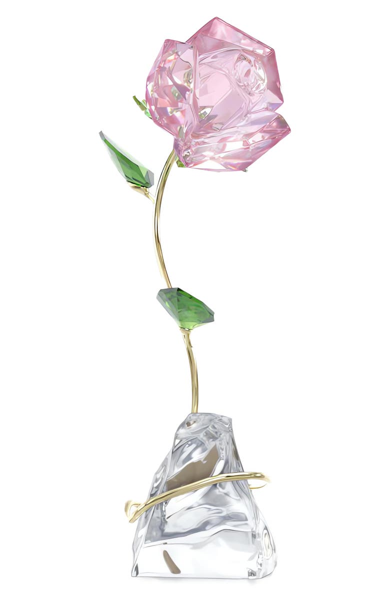 Swarovski Florere Rose Crystal Figurine, Alternate, color, Pink