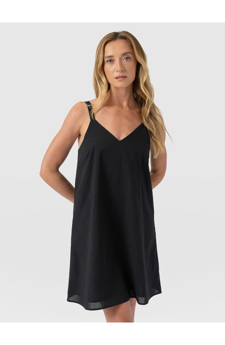 Saint + Sofia Candice A-Line Mini Dress, Alternate, color, Black