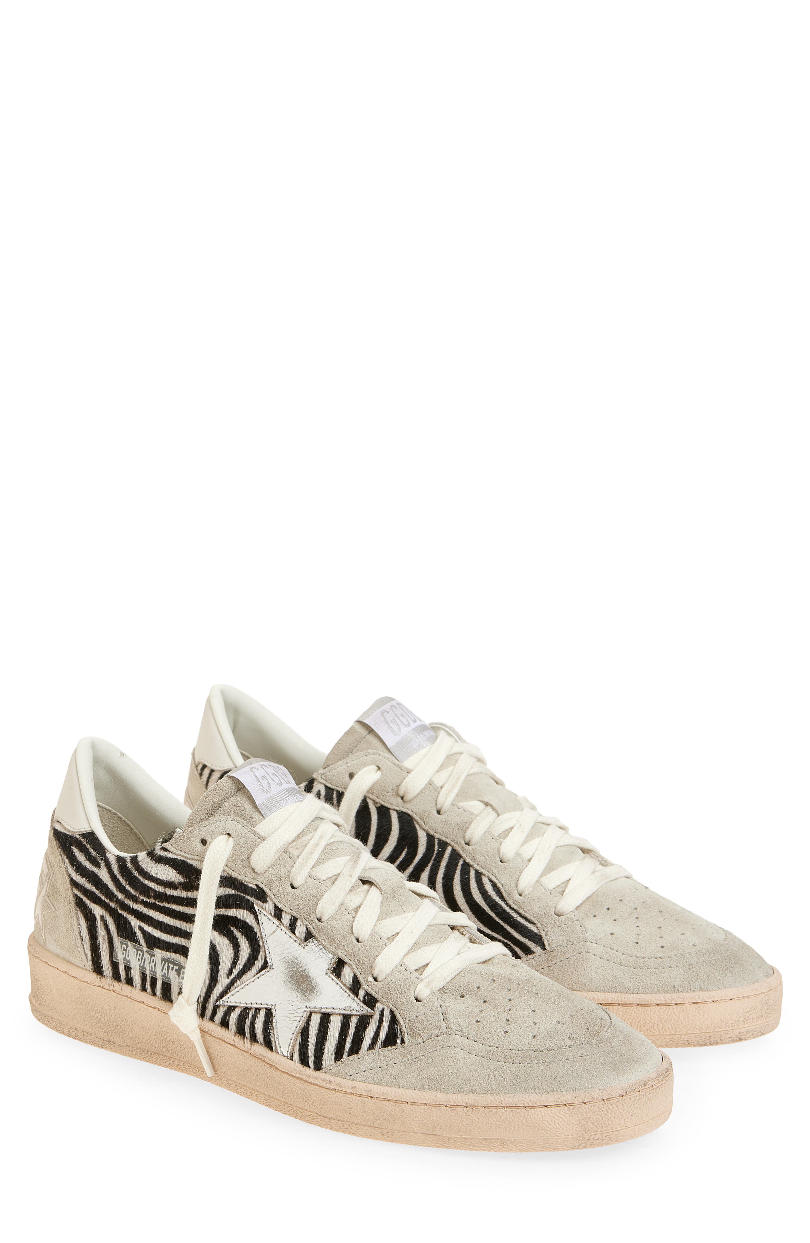 Golden Goose Ball Star Genuine Calf Hair Sneaker, Main, color, Zebra