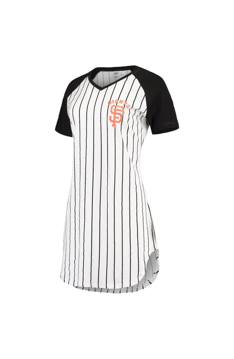 CONCEPTS SPORT Women's Concepts Sport White/Black San Francisco Giants Vigor Pinstripe Raglan V-Neck Nightshirt, Alternate, color, White