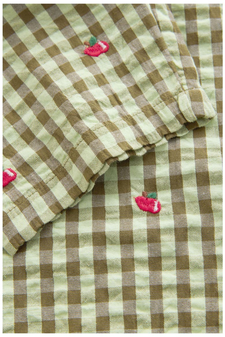 Kids' Embroidered Cotton Gingham Pants, Alternate, color, GREEN