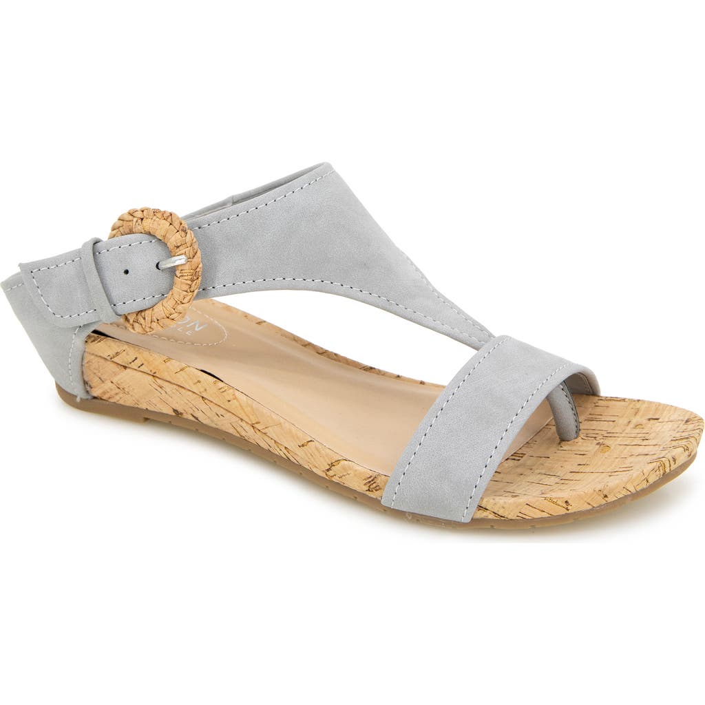 Reaction Kenneth Cole Great Buckle Wedge Sandal In Aqua Grey