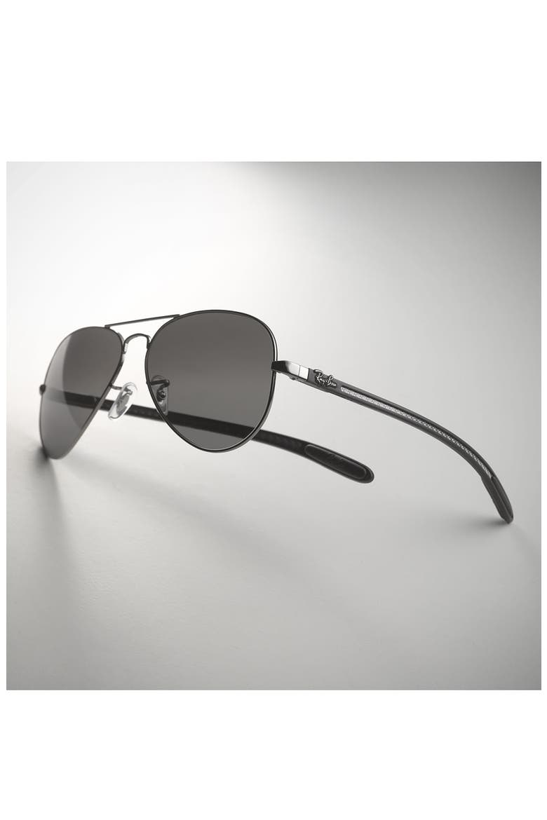 'Tech' Polarized 58mm Aviator Sunglasses, Alternate, color, BLACK POLARIZED