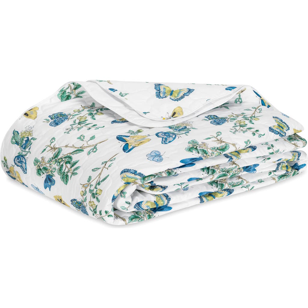Matouk Baudin Butterfly 500 Thread Count Cotton Percale Quilt In Prussian Blue