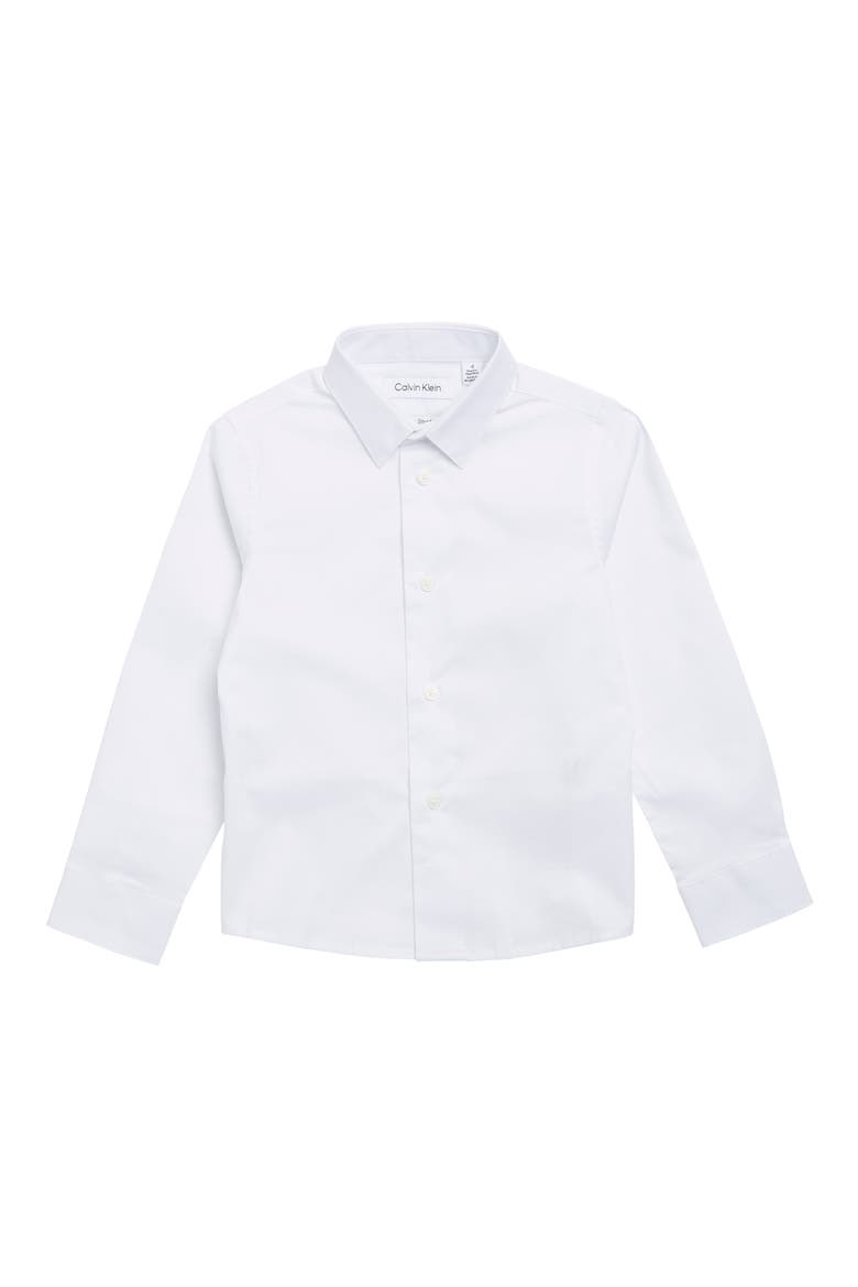 Solid Stretch Poplin Shirt, Main, color, 100 WHITE