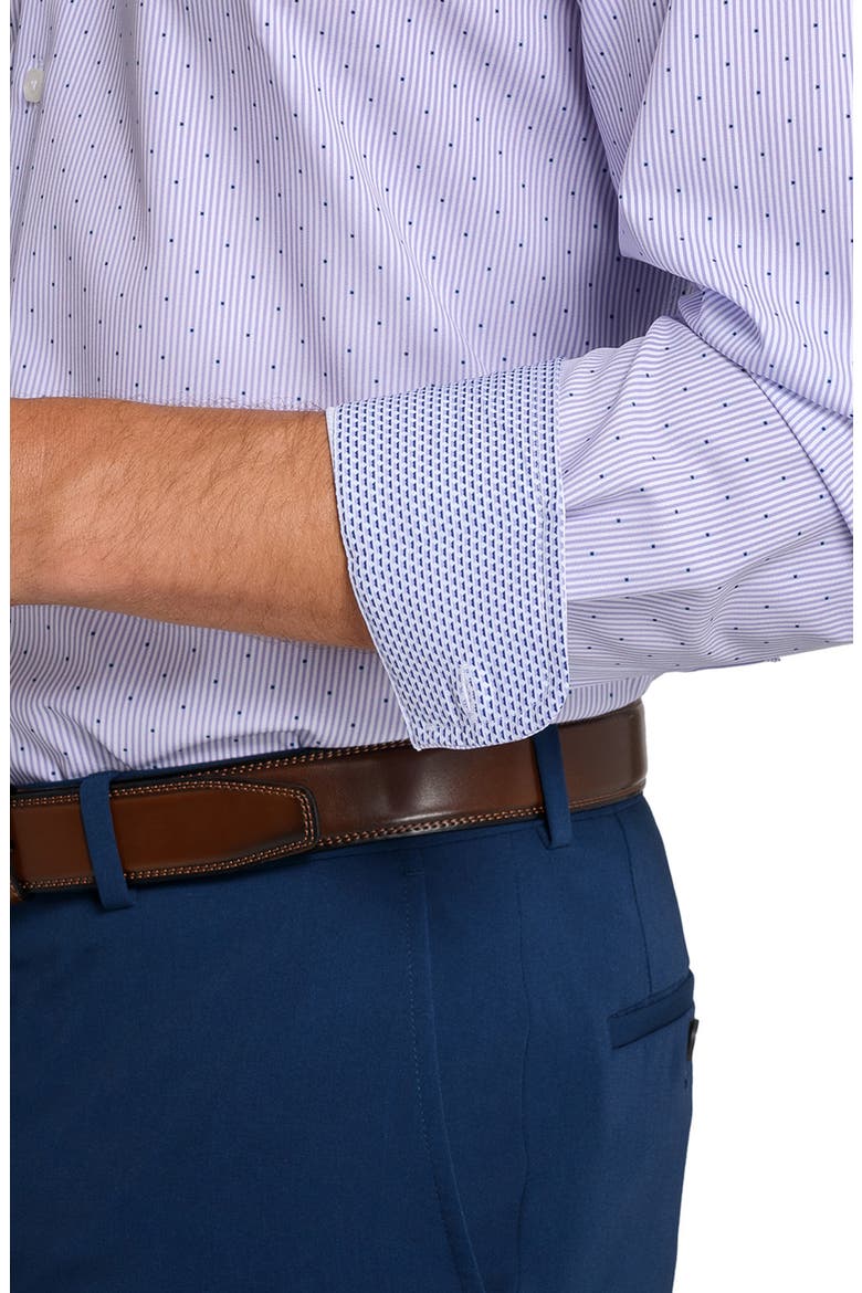 Regular Fit Stripe Dot Performance Dress Shirt, Alternate, color, WHITE/ PURPLE