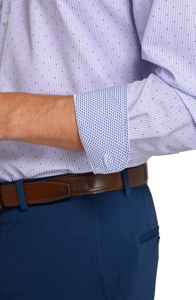 W.R.K Regular Fit Stripe Dot Performance Dress Shirt, Alternate, color, White/ Purple