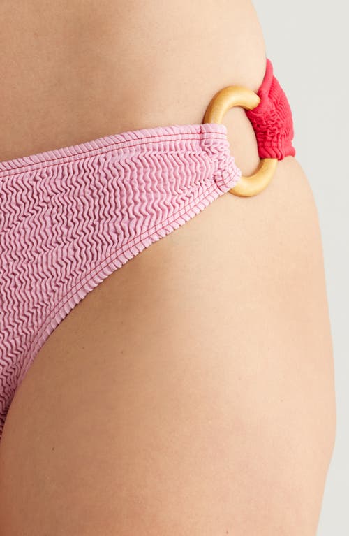 Cleonie Ripple O-ring Bikini Bottoms In Cherry Blossom