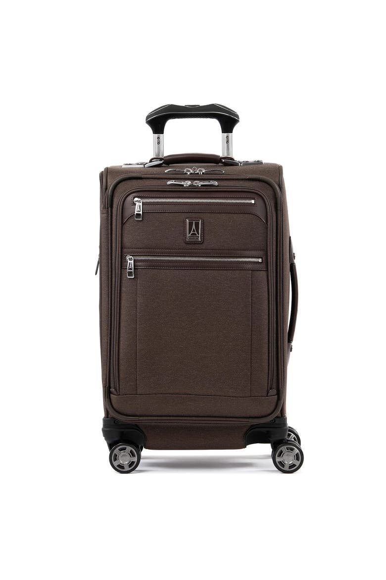 Platinum Elite Softside Expandable 21" Carry On Spinner Luggage, Main, color, Rich Espresso Brown