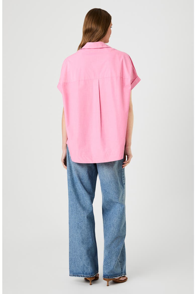 Rhodes Stripe Short Sleeve Poplin Popover Shirt, Alternate, color, GUAVA PINK