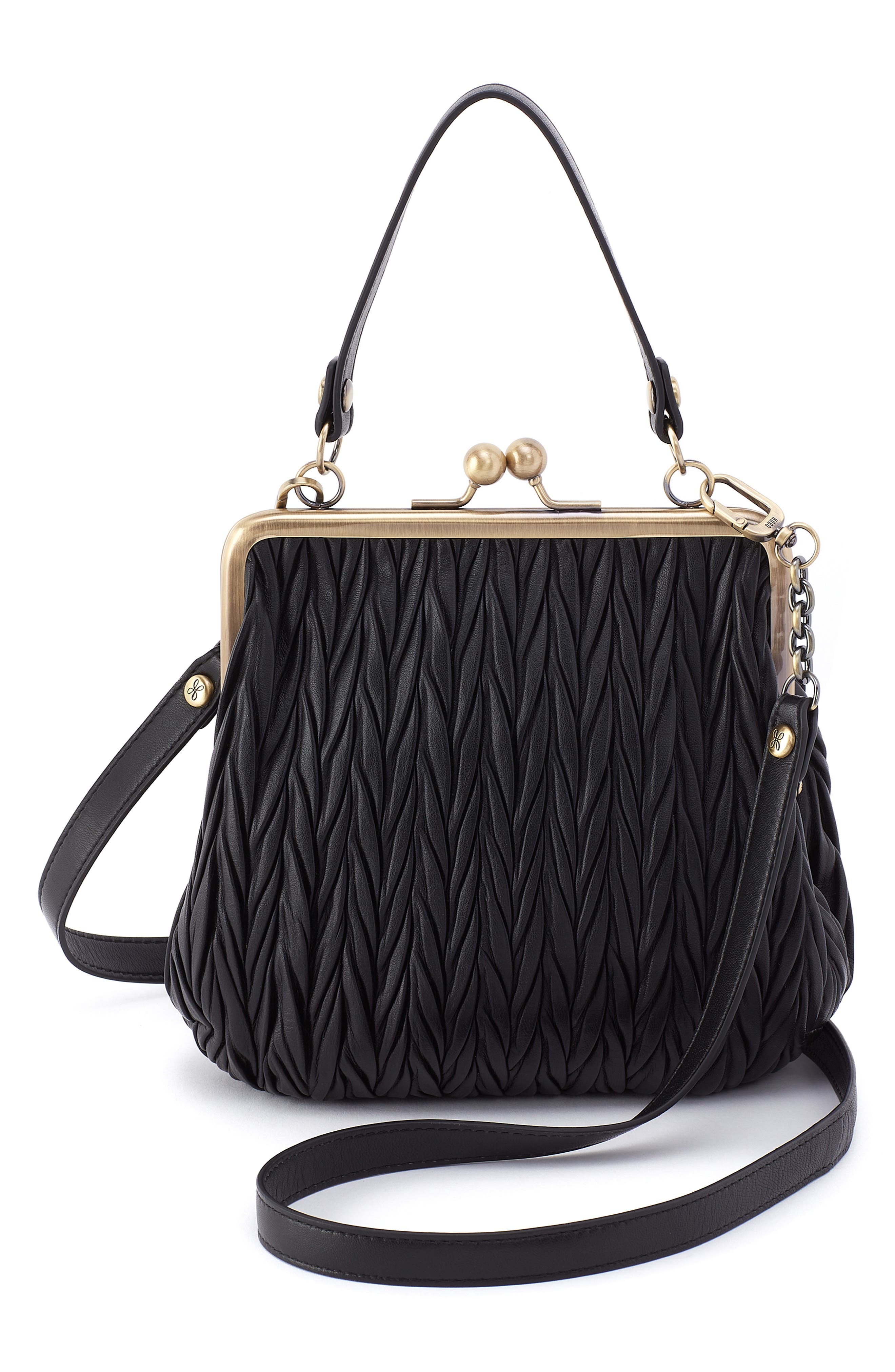 Alba Leather Frame Crossbody Bag, Alternate, color, BLACK