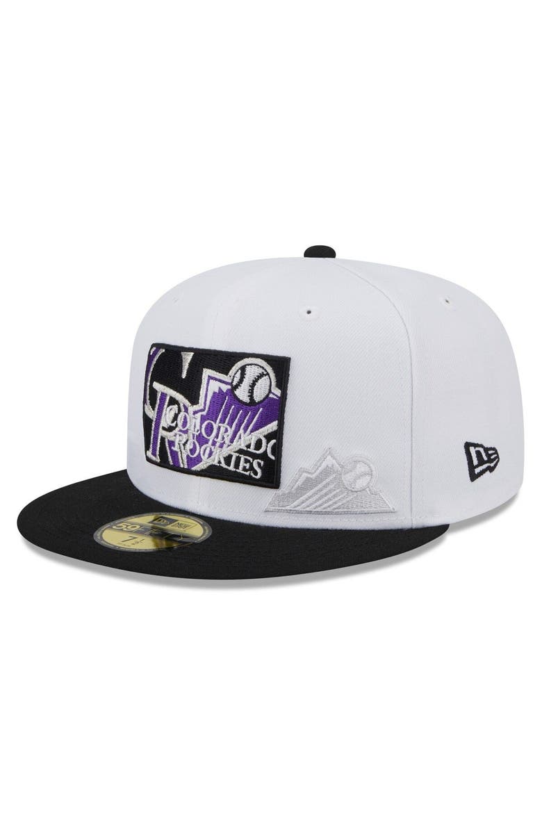 New Era Men's New Era White/Black Colorado Rockies State 59FIFTY Fitted Hat, Alternate, color,