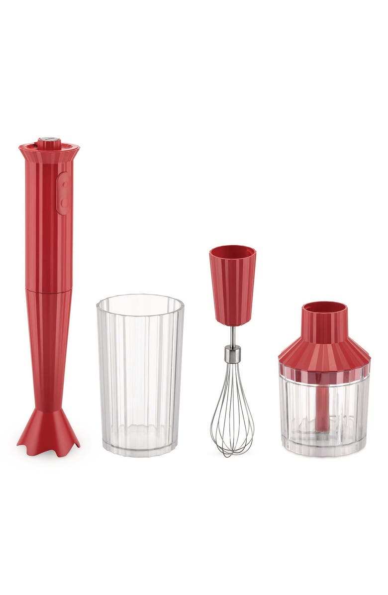 ALESSI Plissé Hand Blender Set, Main, color, Red