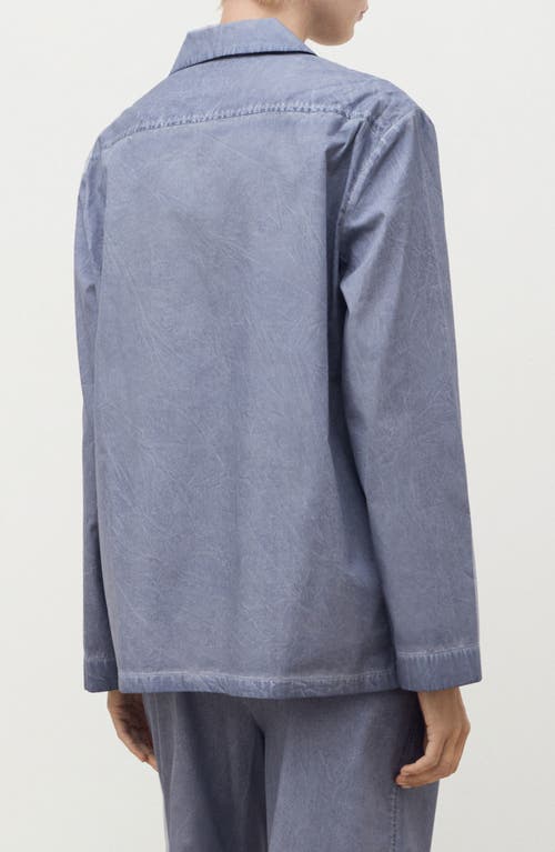 Mango Garment Dyed Button-up Shirt In Blue