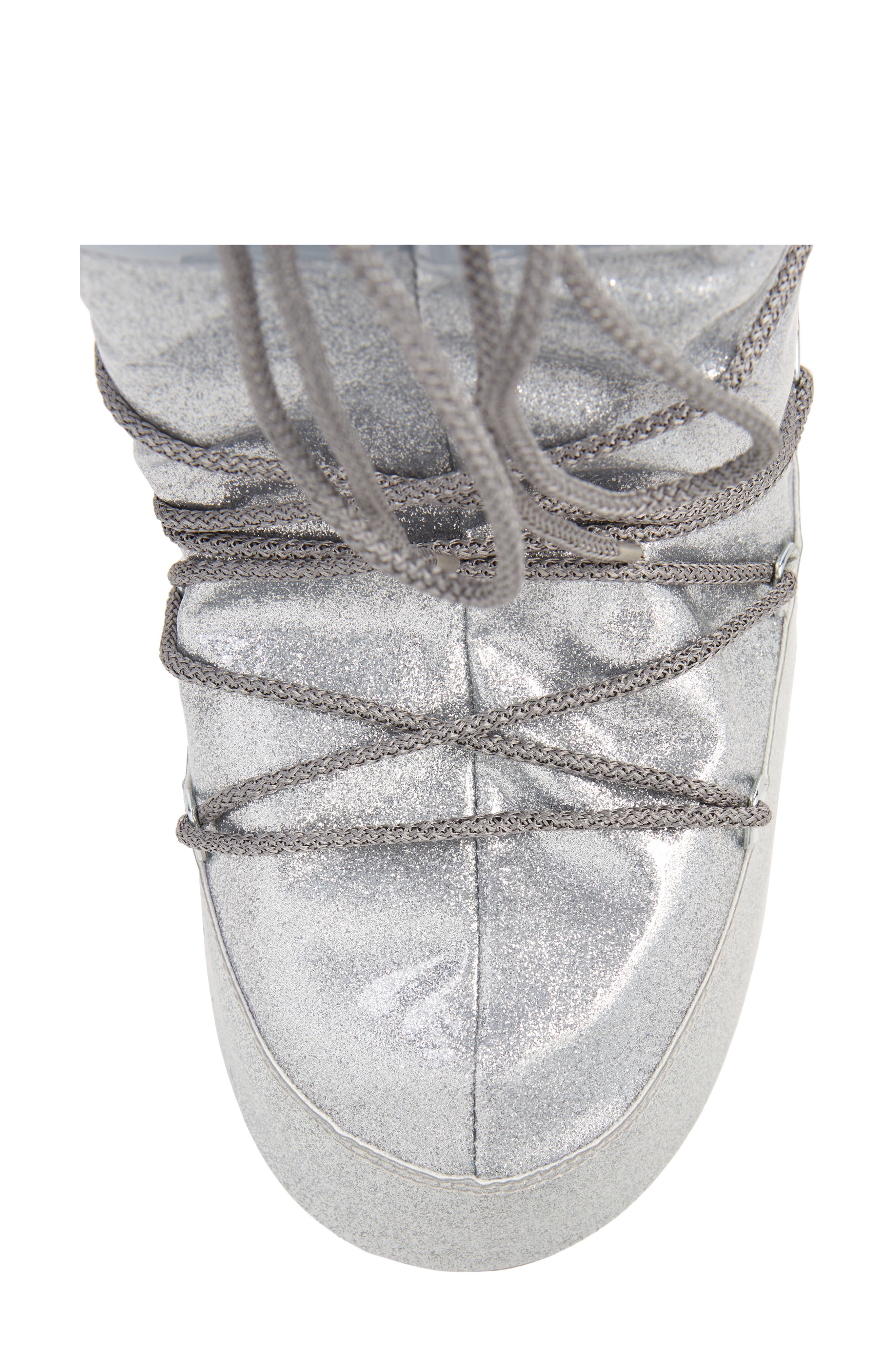 Metallic Glitter Icon Water Resistant Moon Boot®, Alternate, color, SILVER