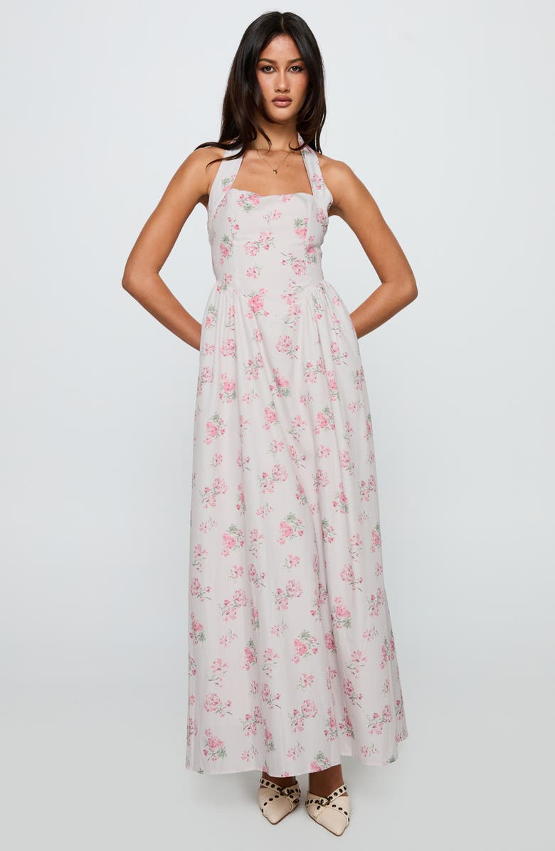 Princess Polly Floral Print Halter Maxi Dress, Alternate, color, Pink