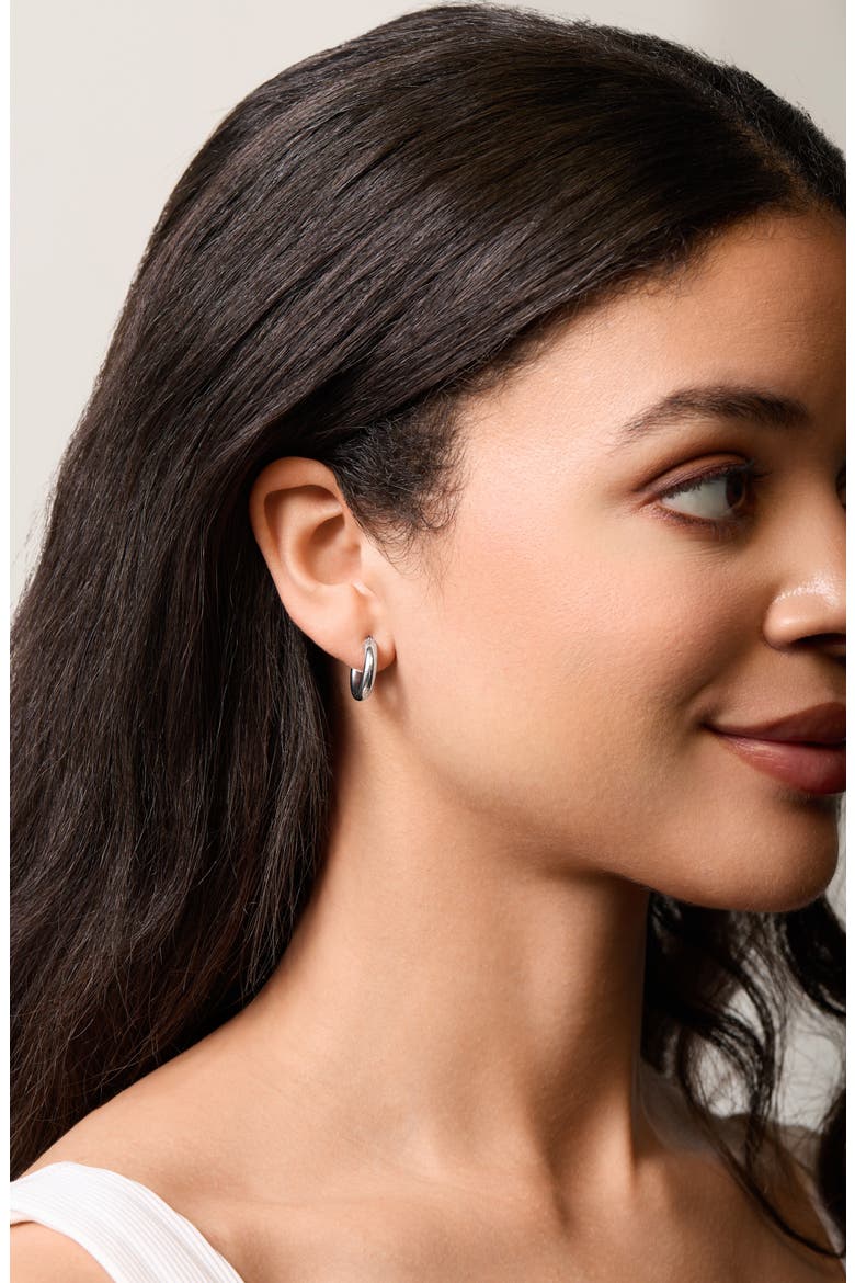 14K Gold Essentials Smooth Hoop Earrings (Online Trunk Show), Alternate, color, 14KW