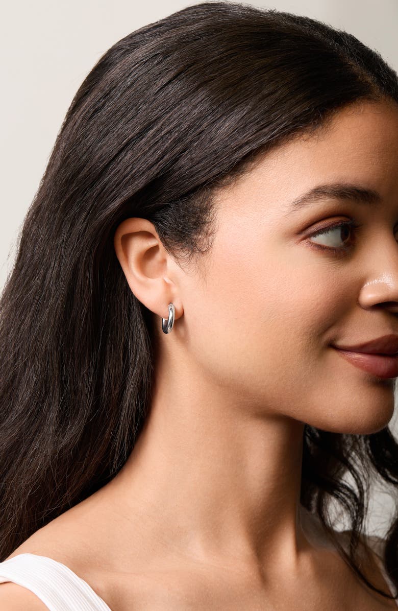 Bony Levy Essentials 14K Gold Smooth Hoop Earrings, Alternate, color, White Gold