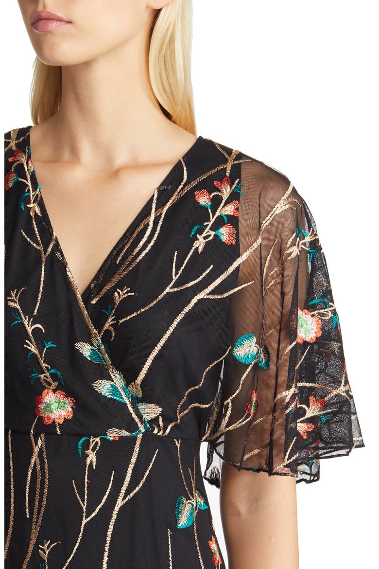 Embroidered Elegance Evening Gown with Sleeves, Alternate, color, ONYX