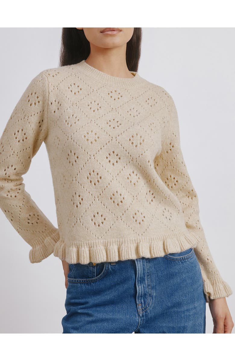 Albaray Pointelle Ruffle Sweater, Alternate, color, Cream