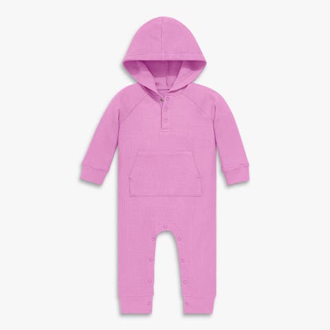 Baby Heathered Waffle Henley Romper