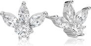 SUZY LEVIAN Sterling Silver CZ Cluster Stud Earrings