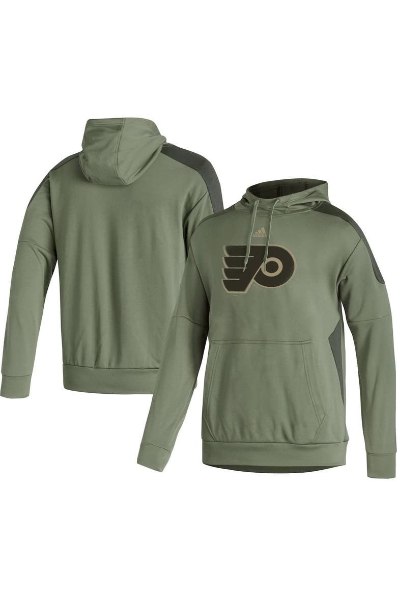 Men's adidas Olive Philadelphia Flyers Military Appreciation Primegreen Pullover Hoodie, Main, color, Green