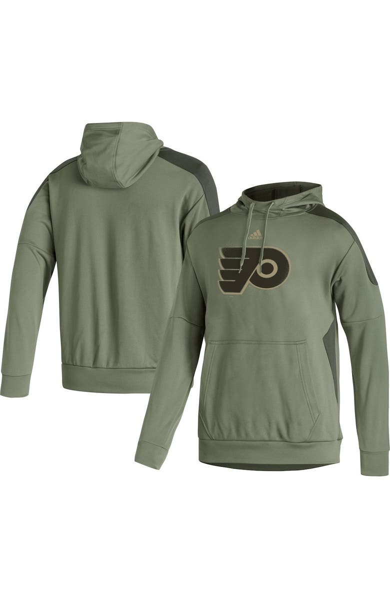 adidas Men's adidas Olive Philadelphia Flyers Military Appreciation Primegreen Pullover Hoodie, Main, color,
