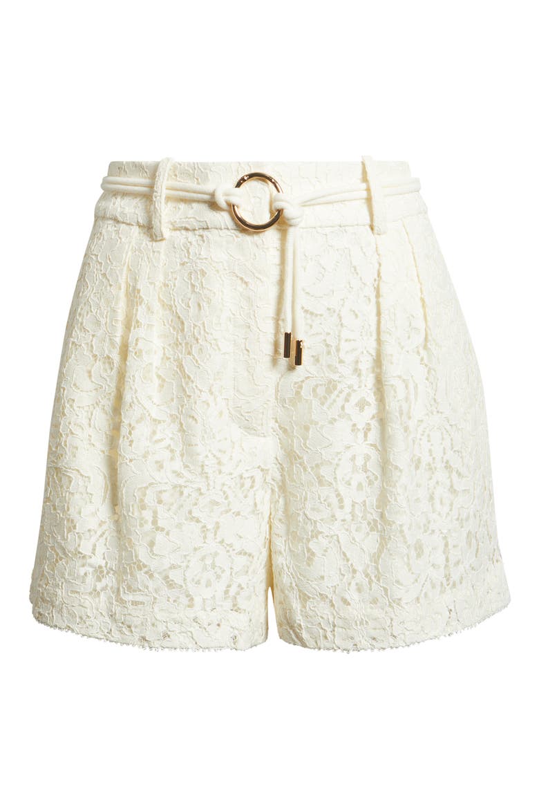 Lori Pleat Lace Shorts, Alternate, color, WHITE