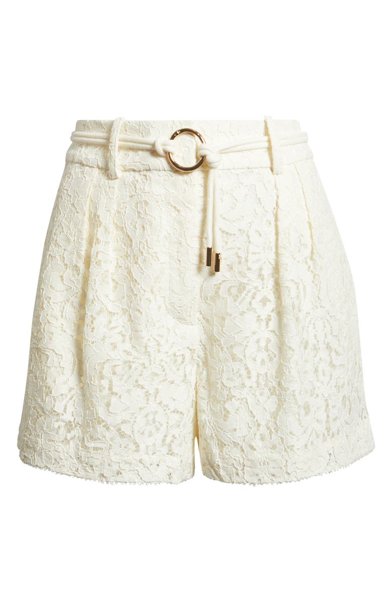 Reiss Lori Pleat Lace Shorts, Alternate, color, White
