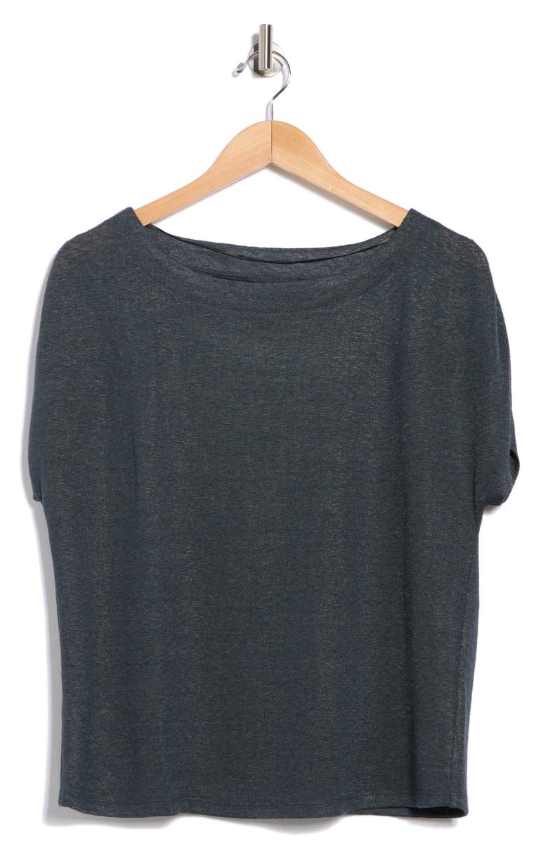 Bobeau Caty Shirred Shoulder T-Shirt, Alternate, color, Pirate Black