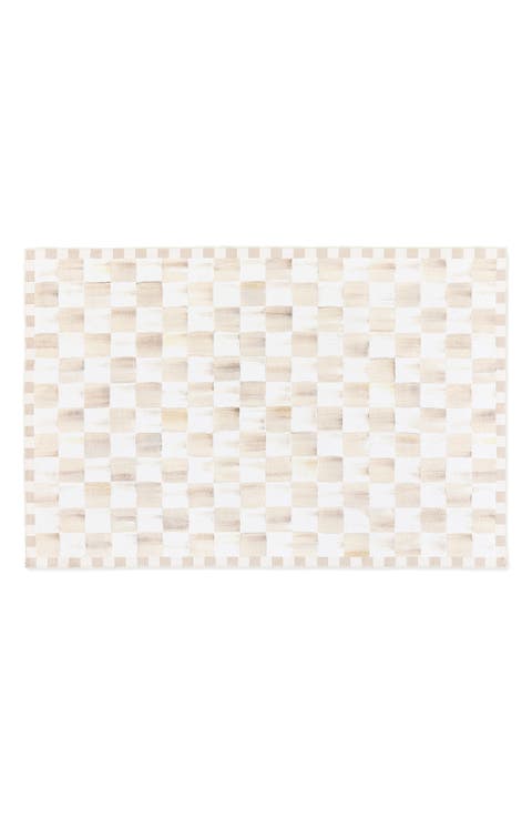 Mocha Checkerboard Machine Washable Rug
