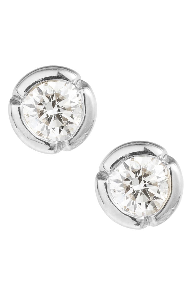 Bony Levy Large Bezel Diamond Stud Earrings, Main, color, White Gold/ Diamond
