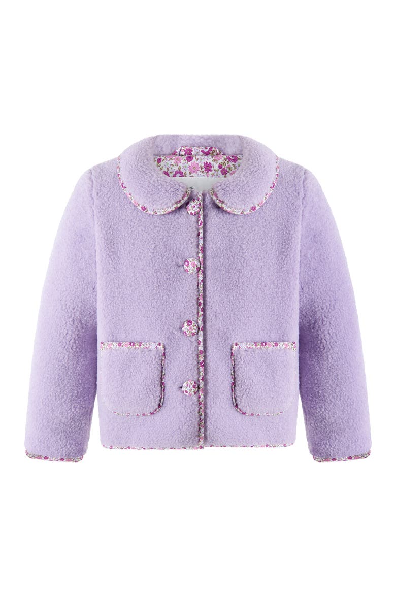 Shearling Floral Trim Jacket, Main, color, Purple