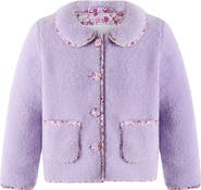 Rachel Riley Shearling Floral Trim Jacket