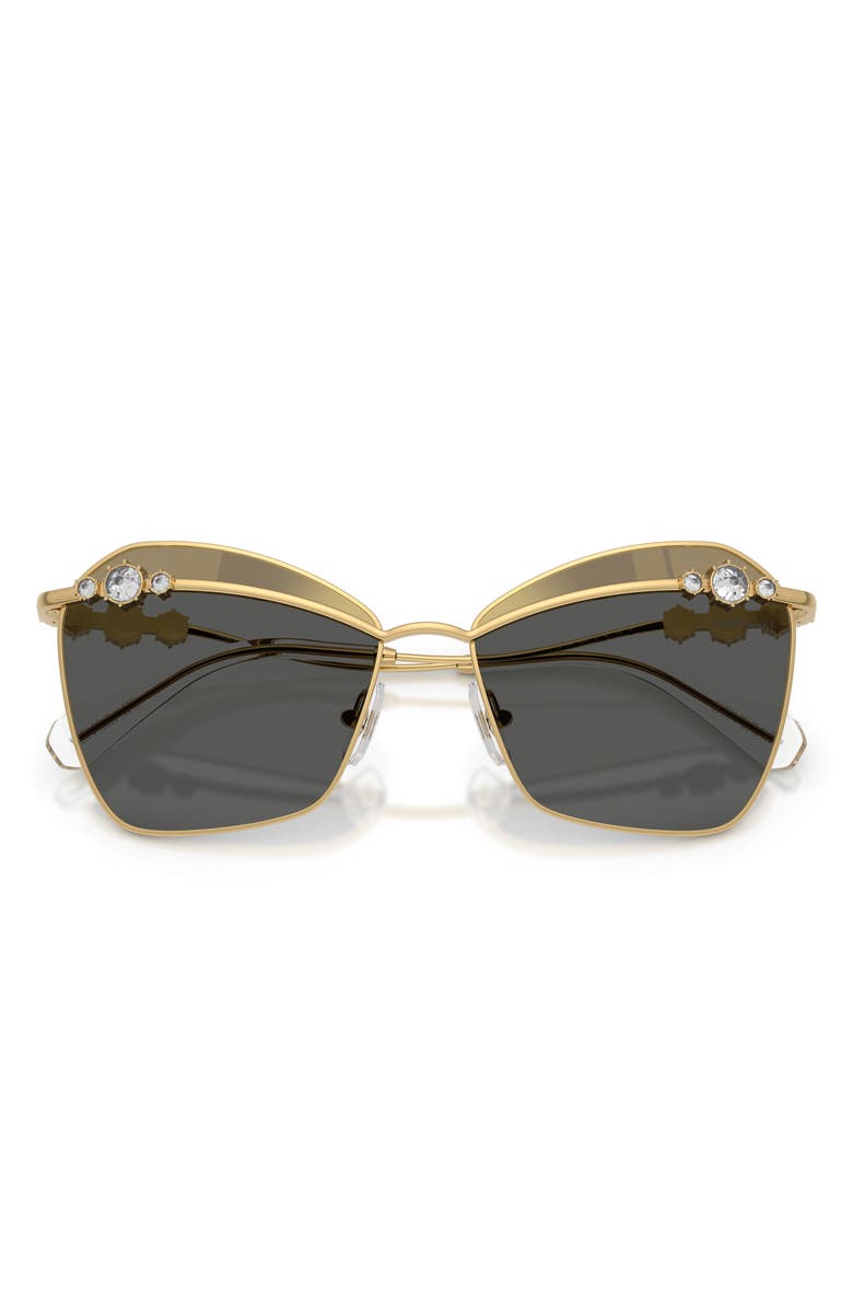 Swarovski 57mm Butterfly Sunglasses, Alternate, color, Gold / Grey Tampo Gold