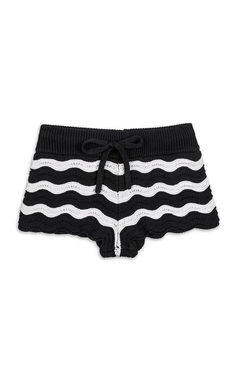 Limeapple Crochet Knit Shorts, Alternate, color, Black And White