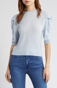 FRAME Ruched Sleeve Recycled Cashmere & Wool Sweater