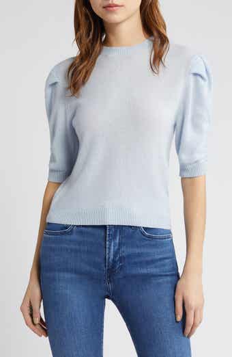 FRAME Ruched Sleeve Recycled Cashmere & Wool Sweater