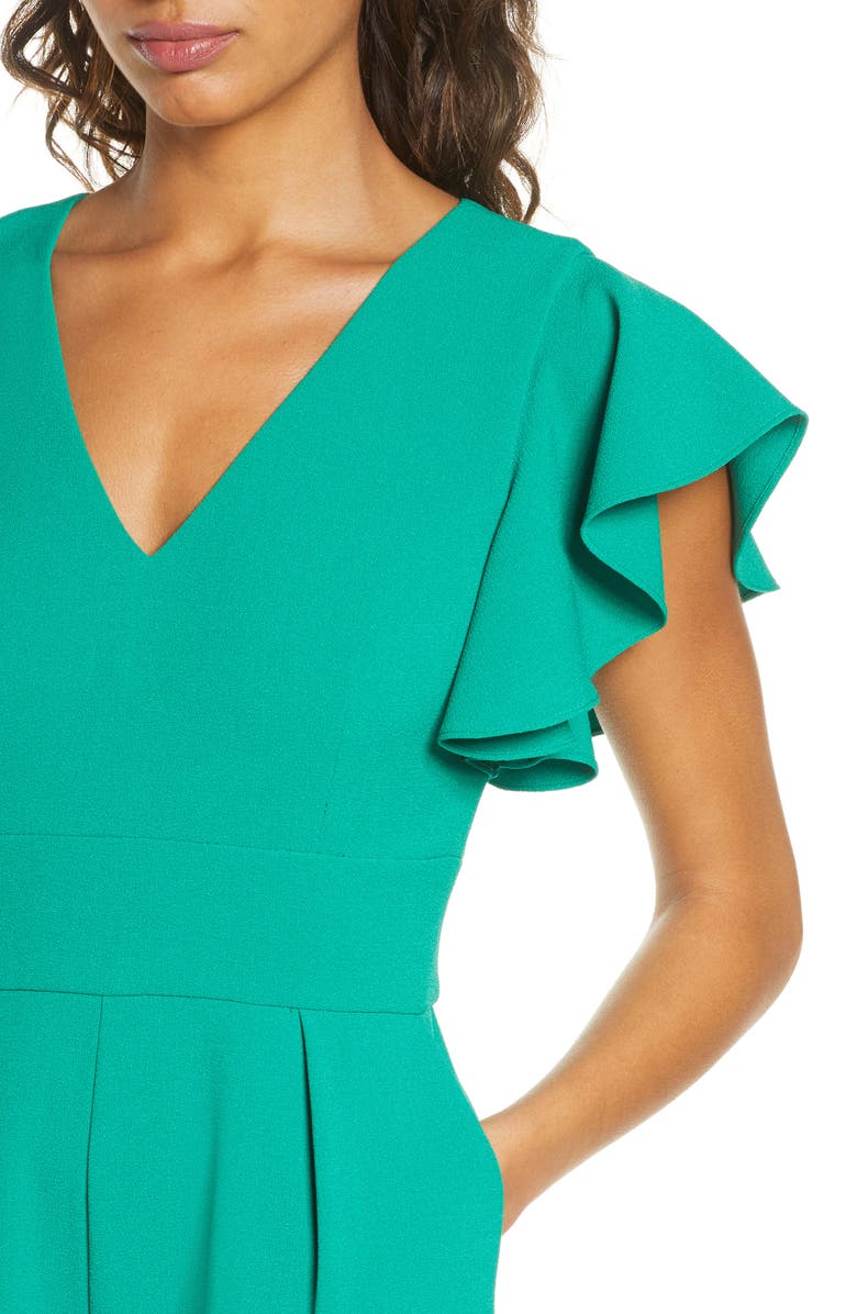 Eliza J Ruffle Sleeve Crepe Jumpsuit, Alternate, color,