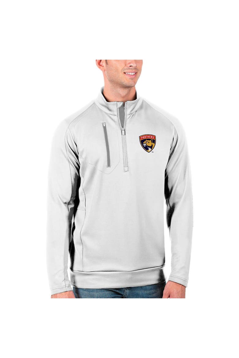 Men's Antigua White/Silver Florida Panthers Generation Quarter-Zip Pullover Jacket, Main, color, White