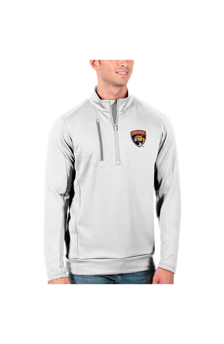 ANTIGUA Men's Antigua White/Silver Florida Panthers Generation Quarter-Zip Pullover Jacket, Main, color, White
