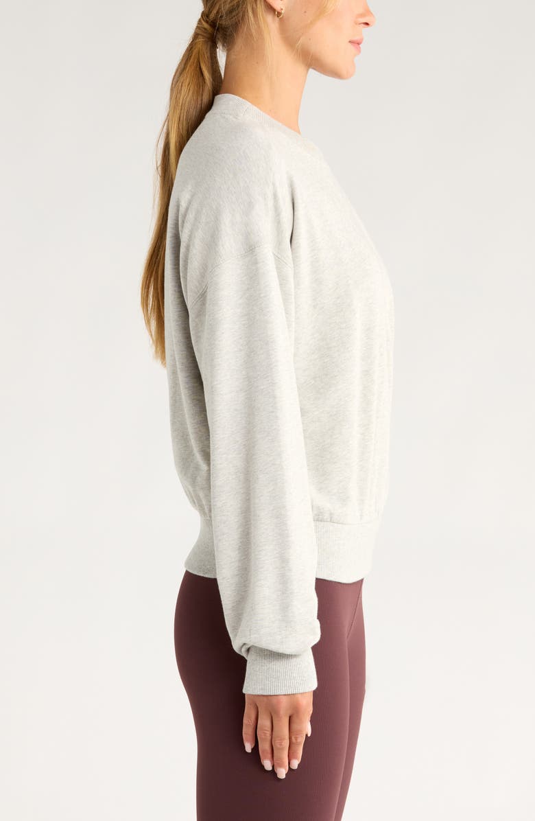 Zella Luxe Terry Pleated Pullover, Alternate, color, Grey Light Heather