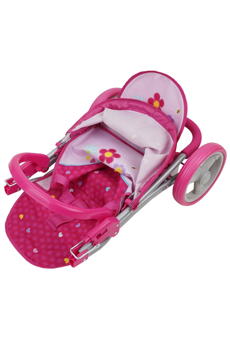 509 Garden Twin Doll Stroller W/ Front Swivel Wheels, Alternate, color, Pink