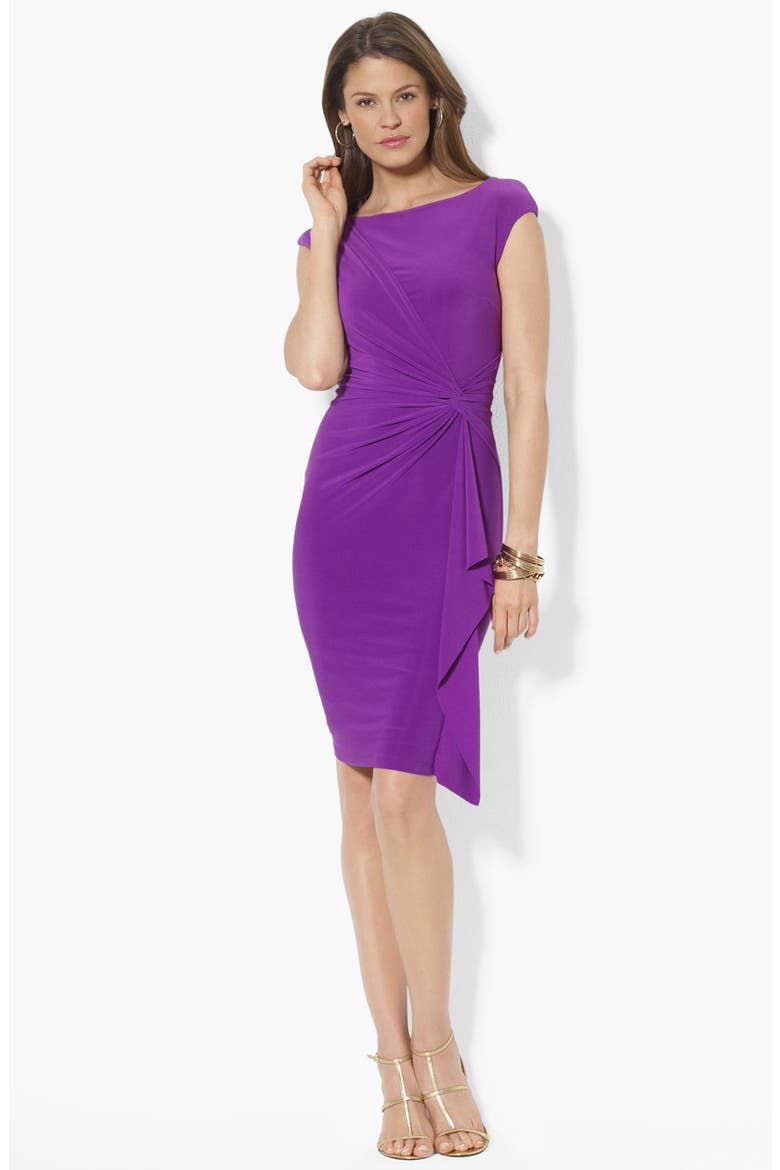 Side Twist Matte Jersey Dress, Main, color, MODERN ORCHID