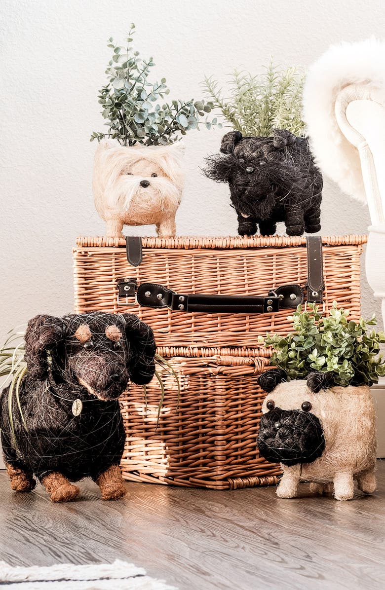 LIKHA Dachshund Handwoven Planter, Alternate, color, Black / Brown